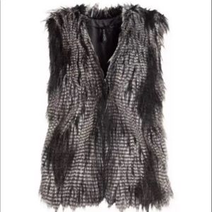 Faux Fur Gillet Vest peppered black & grey sz 8